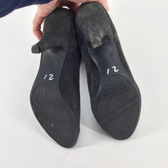 Nine West Grey Leather Upper High Heel Slouch Pull On Ankle Boots Size 9M - Picture 10 of 11